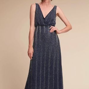 BHLDN Muse Sequin Dress Navy Beaded 14